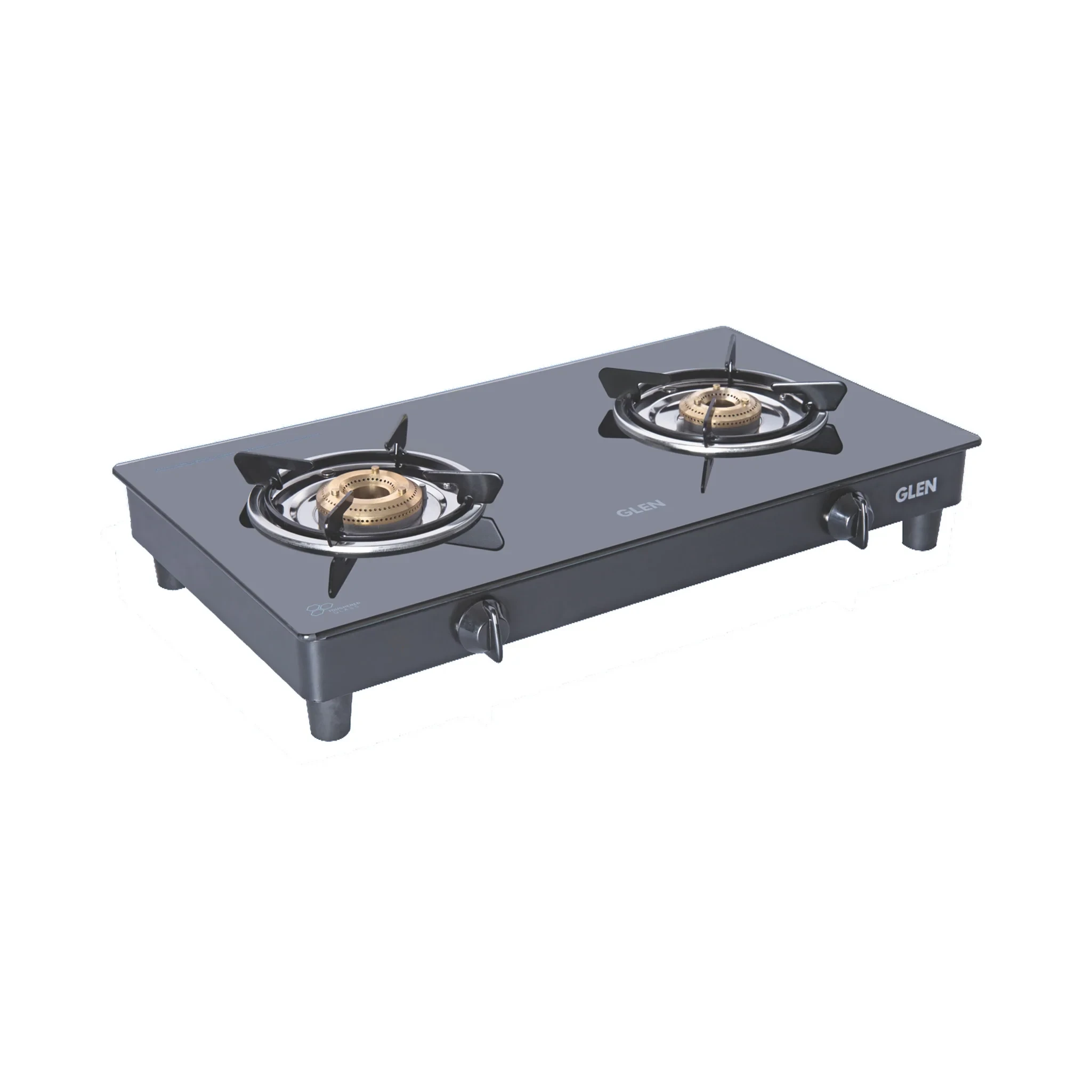 2 Burner Glass Gas Stove with Brass Burner Black (CT1020GTBBBL)
