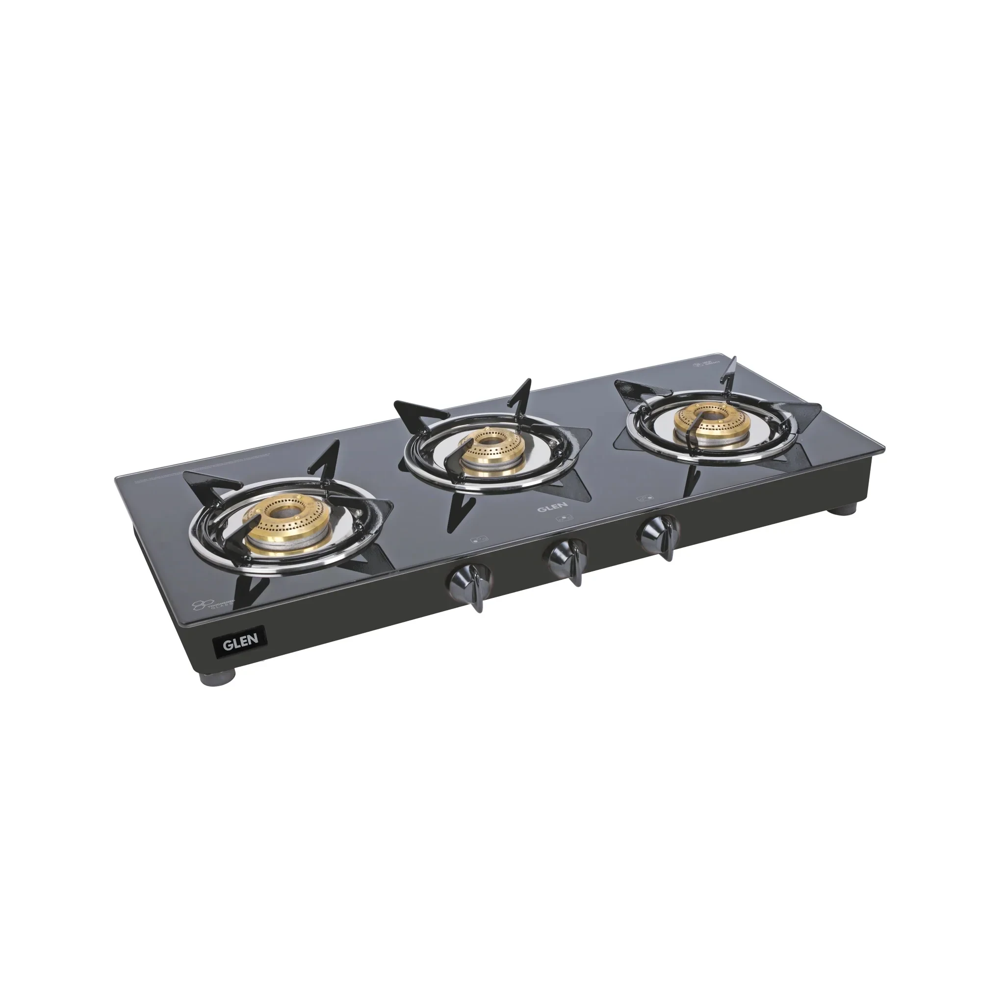 3 Burner Glass Gas Stove Junior with Brass Burner (CT1030GTJUBB)