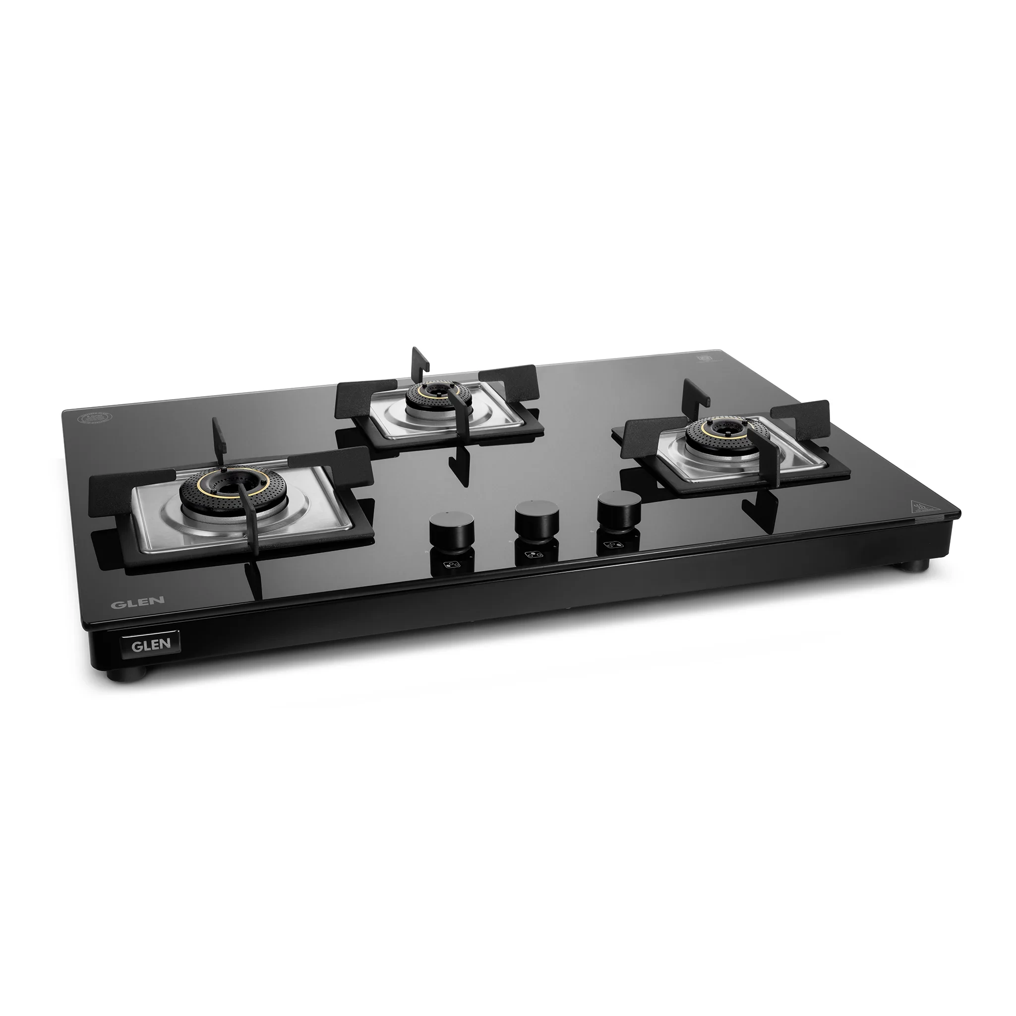 3 Burner Ultra Slim Glass Gas Stove with High Efficiency Forged Brass Burners Top Knobs - Manual/Auto Ignition (CT1037USTN)