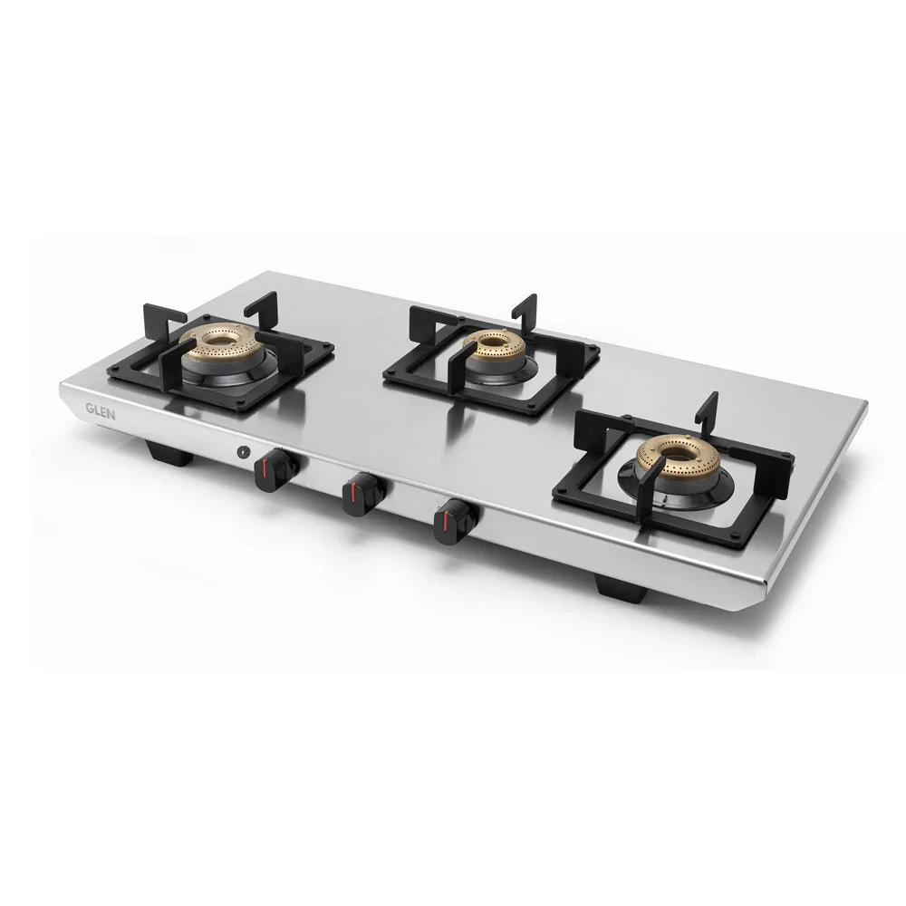 3 Burner Ultra Tuff Stainless Steel Gas Stove with Forged Brass Burner - Manual/Auto Ignition (CT1053UTSS77)