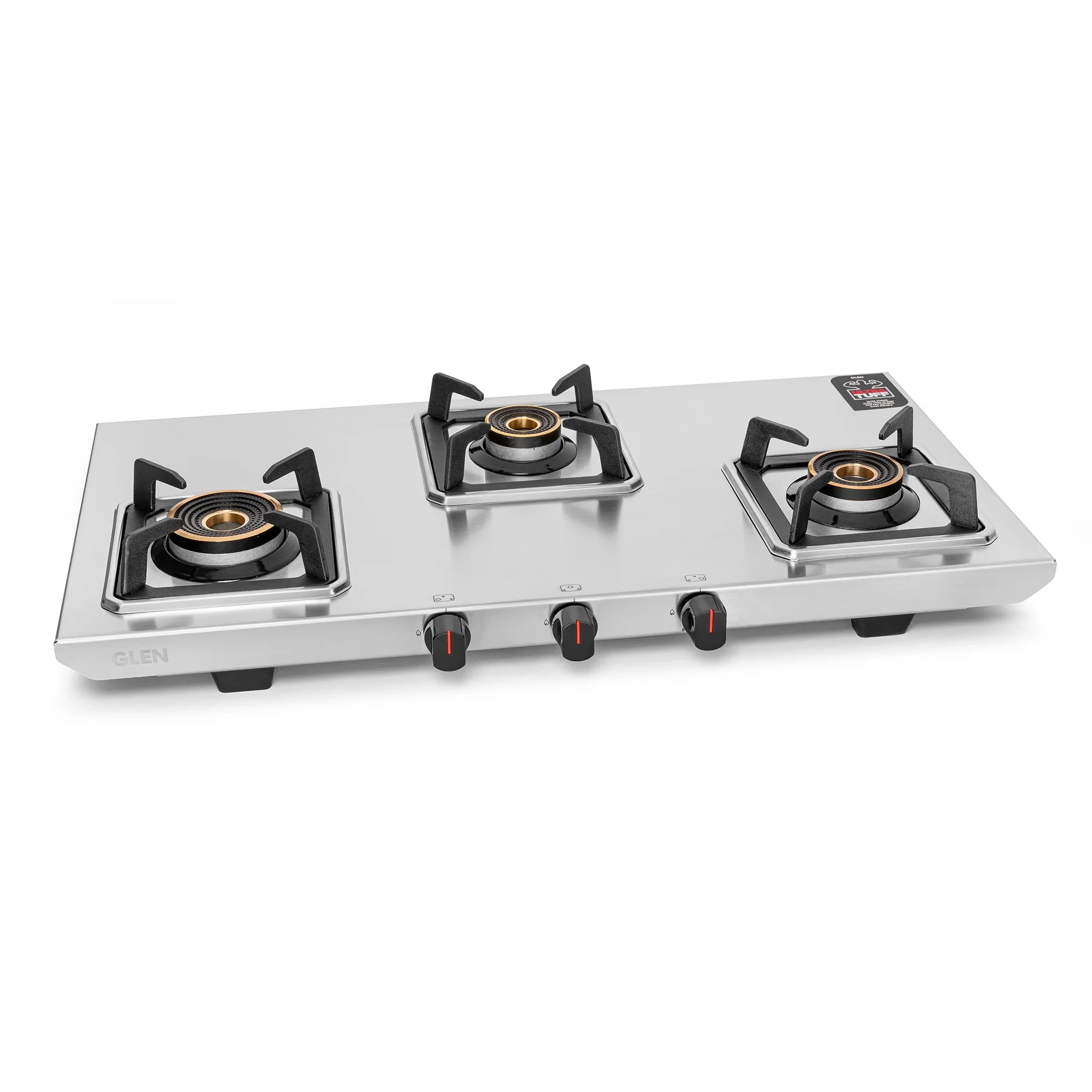 3 Burner Ultra Tuff Stainless Steel Gas Stove with Multi Ring Forged Brass Burner & Drip trays (CT1053UTDTSS)