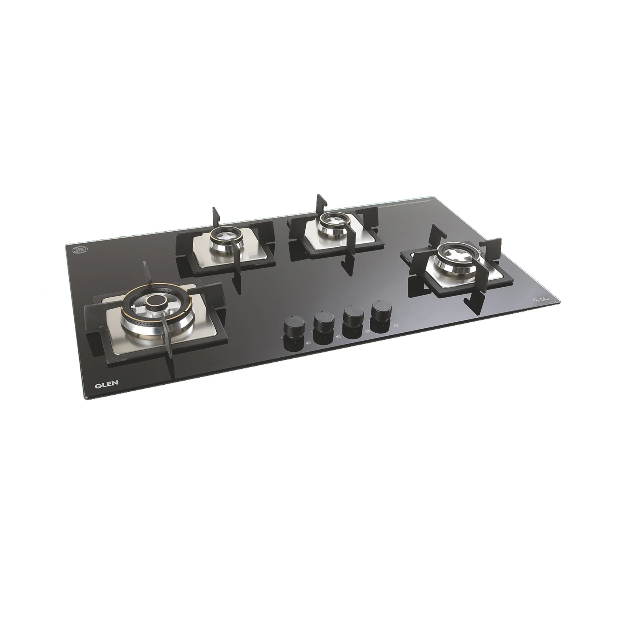 4 Burner Built-in Glass Gas Hob Triple Ring Double Ring Forged Brass Burner Auto Ignition (1094XL SQDBTR)