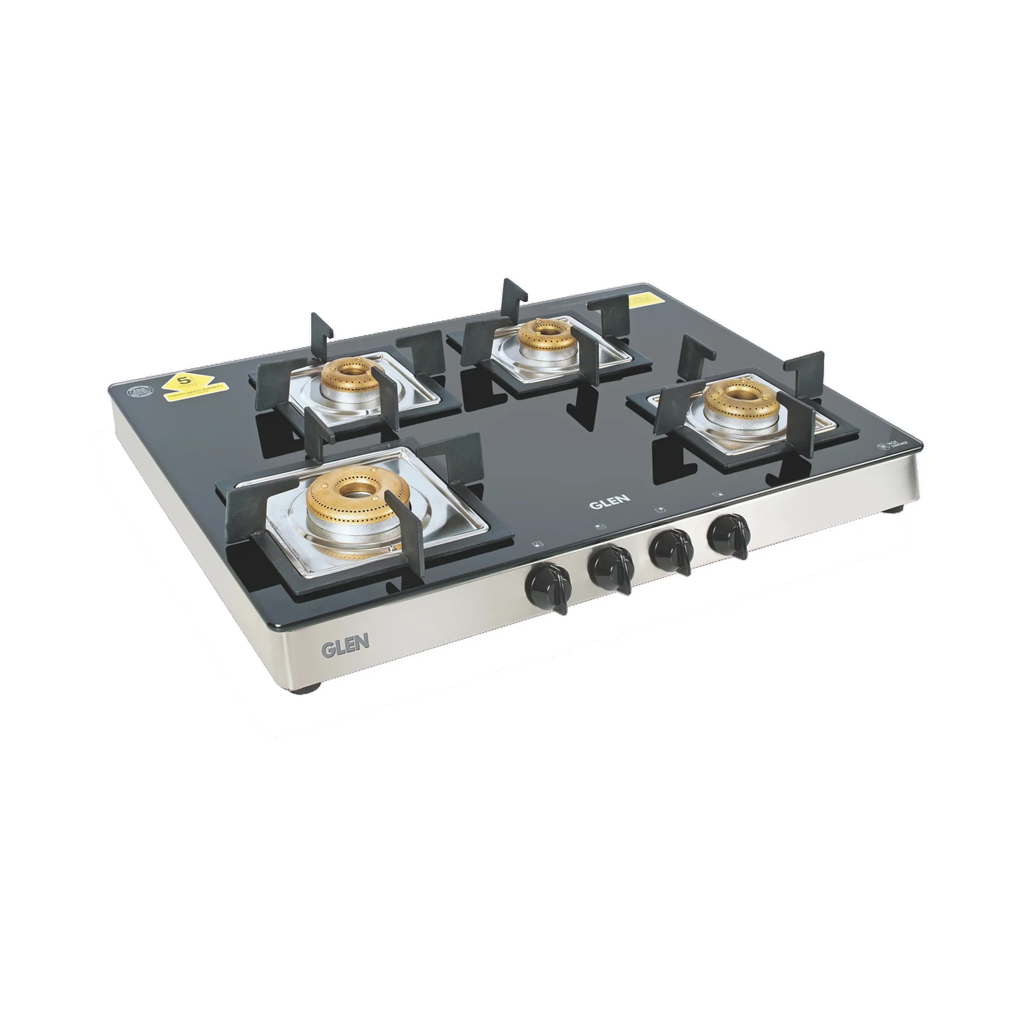 4 Burner Glass Gas Stove 1 High Flame 3 Forged Brass Burner 70 CM (CT1048GTSQFB)