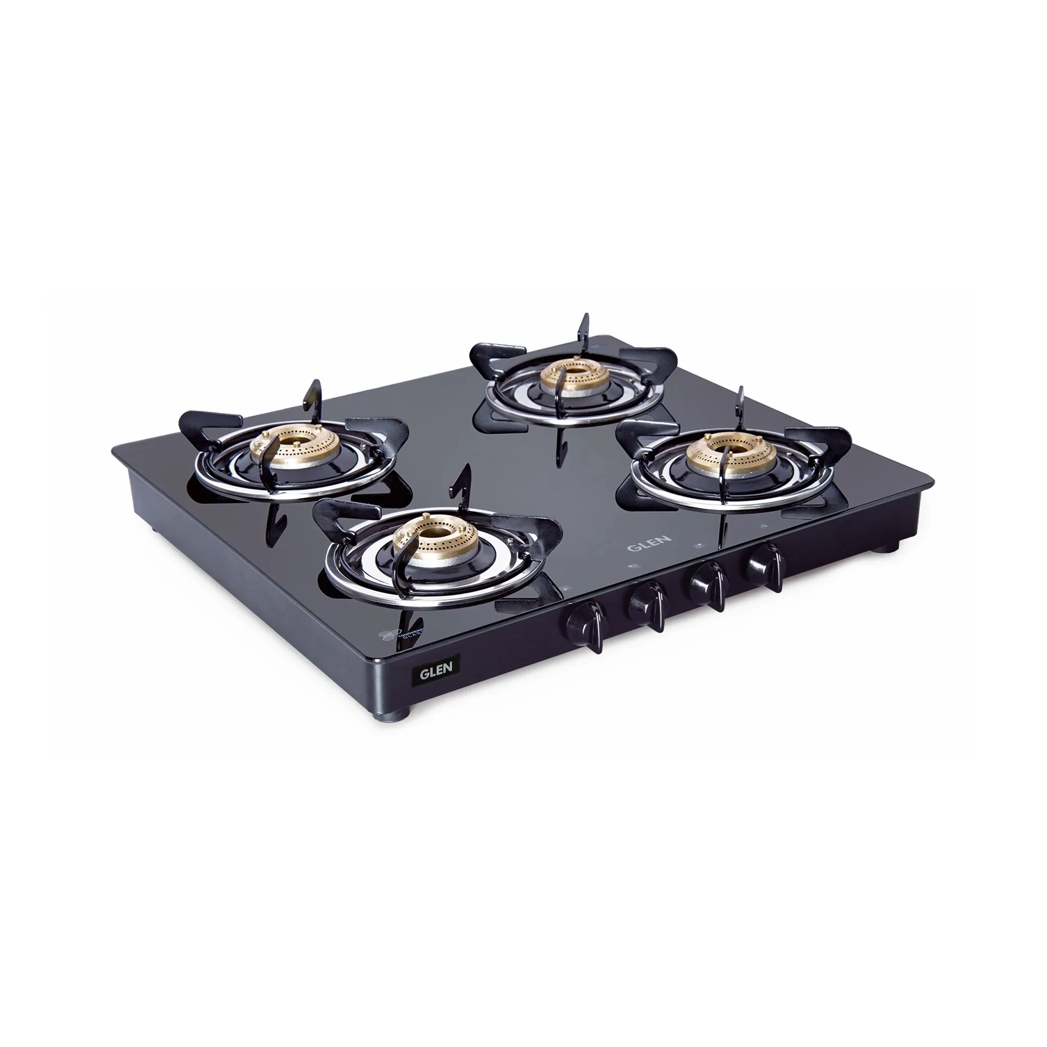 4 Burner Glass Gas Stove with Brass Burner Black (CT1041GTBBBL) - Manual/Auto Ignition