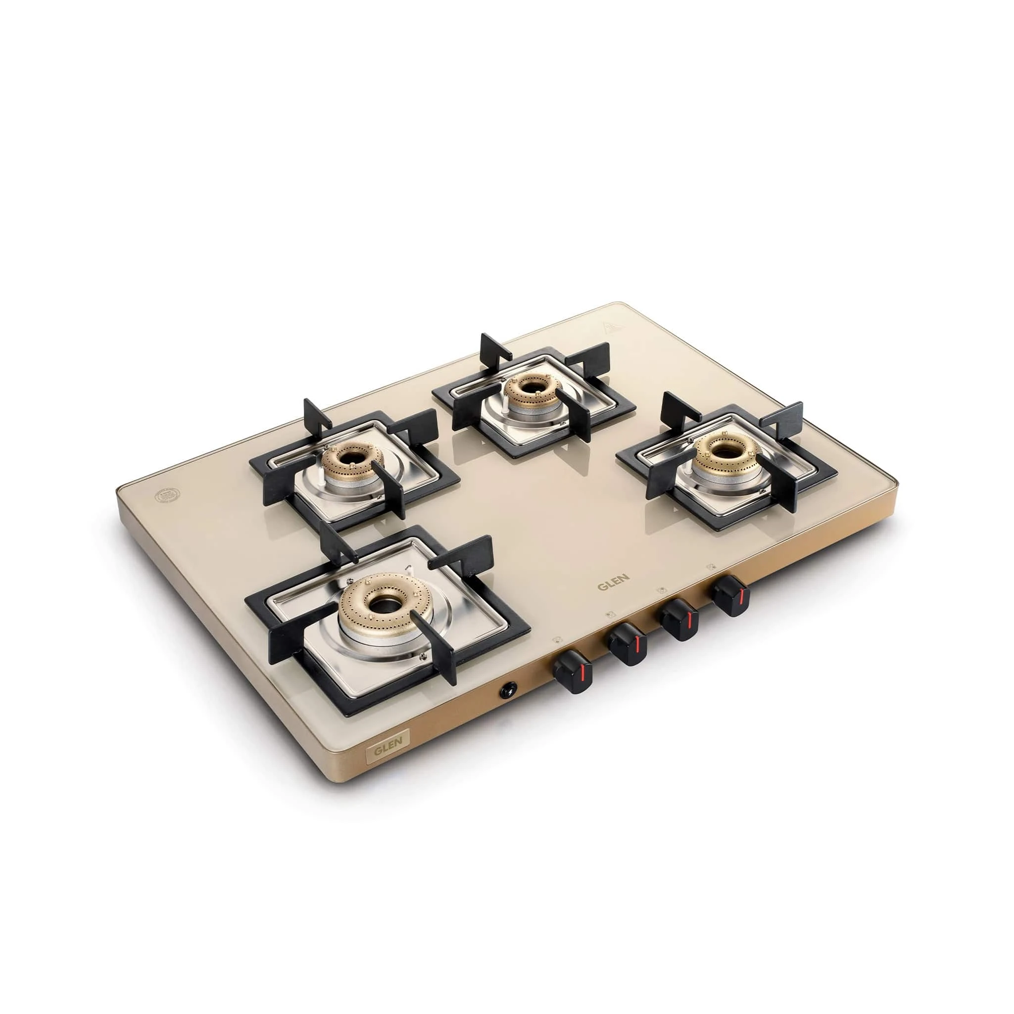 4 Burner Ultra Slim Apricot Glass Gas Stove 1 High Flame 3 Forged Brass Burner - Manual / Auto Ignition (CT1047US)