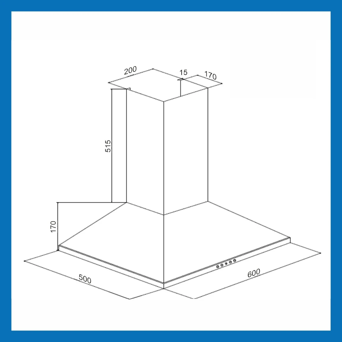 Electric Kitchen Chimney, Pyramid Shape Baffle filters 60cm 1000 m3/h -Black (6021 BL)