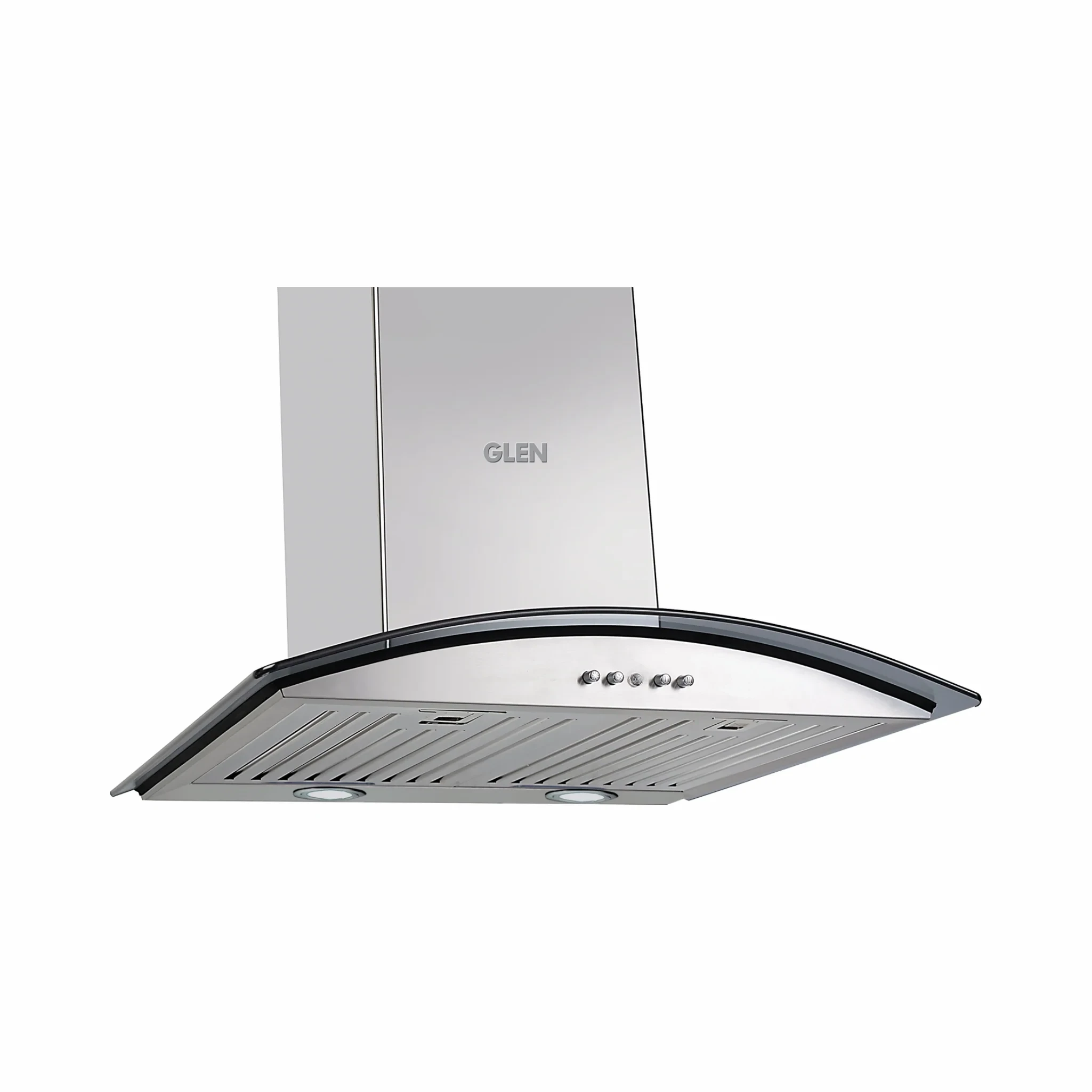 Kitchen Chimney Curved Glass Push Buttons Baffle filter 60cm 1000 m3/h -Silver (6071 SS 60)