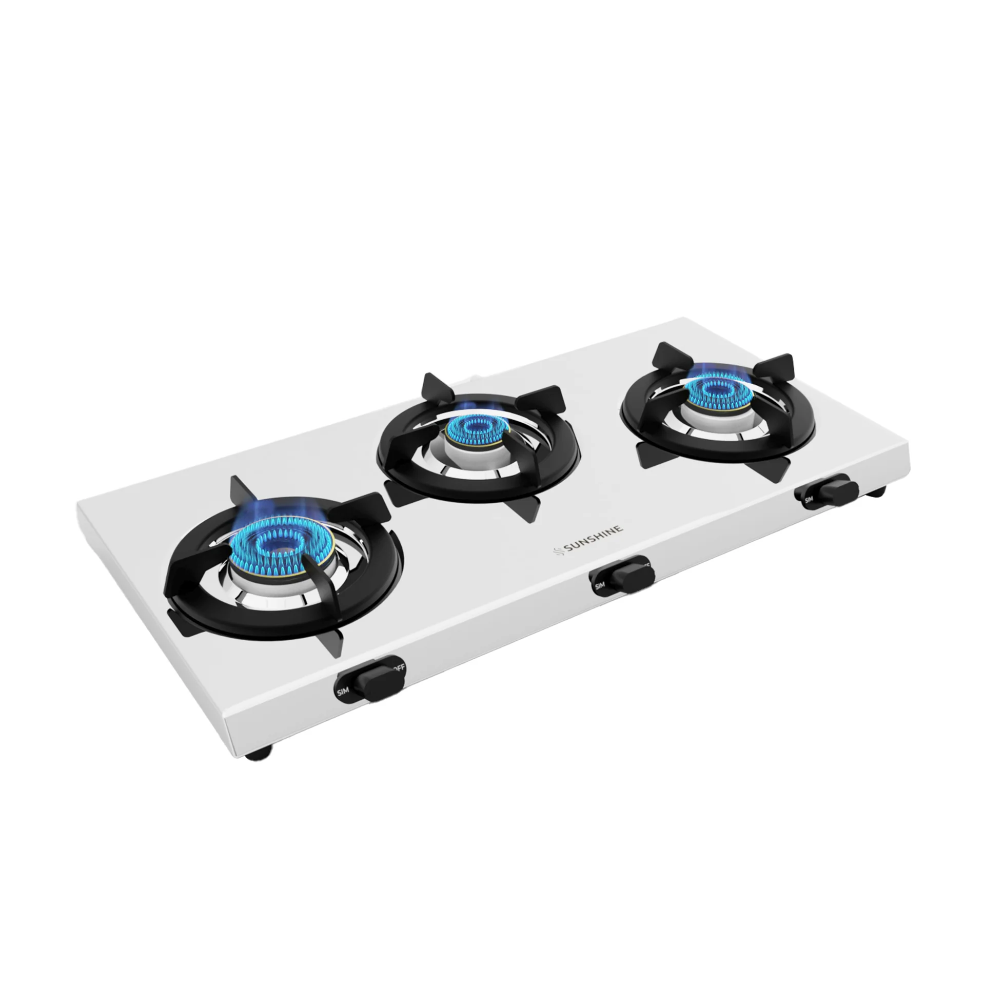 Sunshine Falcon Ultra Slim Stainless Steel Cooktop, ISI Certified Manual Ignition 3 Burner Gas Stove